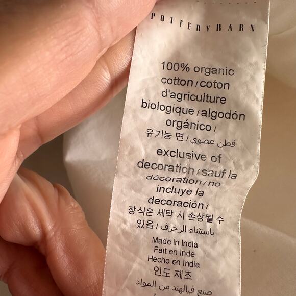 Pottery Barn Grand Organic Percale Duvet Cover Striped Border Lavender King - Picture 2 of 7